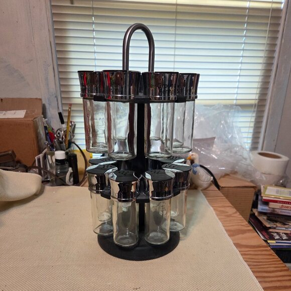 Spice Rack with 16 Jars, metal rotating carousel - Picture 1 of 4